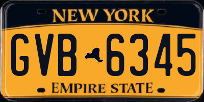 NY license plate GVB6345