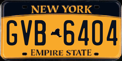 NY license plate GVB6404