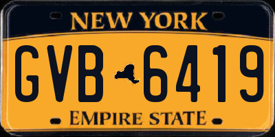 NY license plate GVB6419