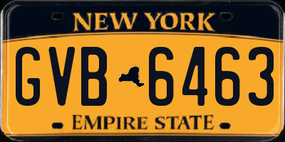 NY license plate GVB6463
