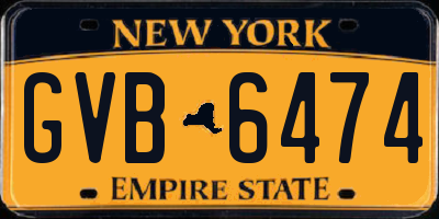 NY license plate GVB6474