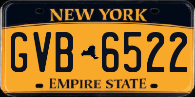 NY license plate GVB6522