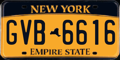 NY license plate GVB6616