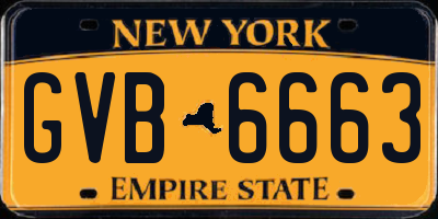 NY license plate GVB6663