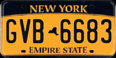 NY license plate GVB6683