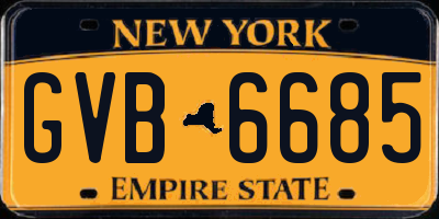 NY license plate GVB6685