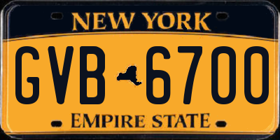 NY license plate GVB6700