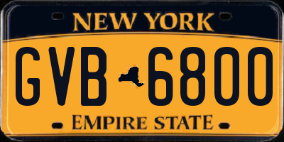 NY license plate GVB6800