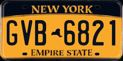 NY license plate GVB6821