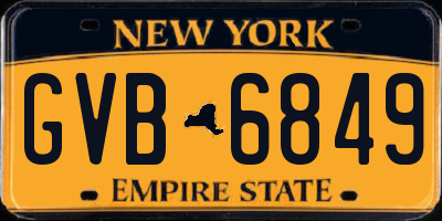 NY license plate GVB6849