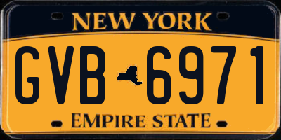NY license plate GVB6971