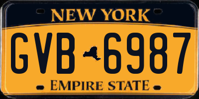 NY license plate GVB6987
