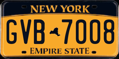 NY license plate GVB7008