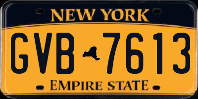NY license plate GVB7613