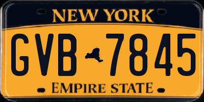 NY license plate GVB7845