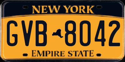 NY license plate GVB8042