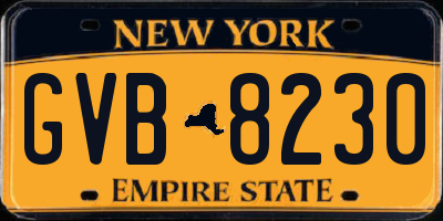 NY license plate GVB8230