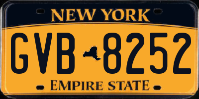 NY license plate GVB8252
