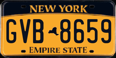 NY license plate GVB8659