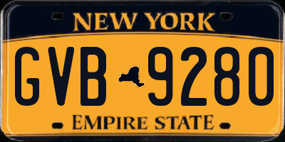 NY license plate GVB9280