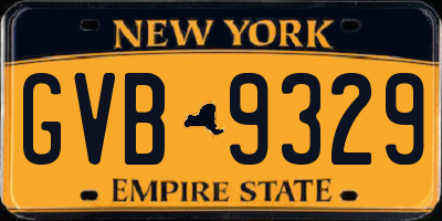 NY license plate GVB9329