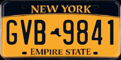 NY license plate GVB9841