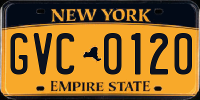 NY license plate GVC0120