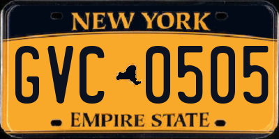 NY license plate GVC0505