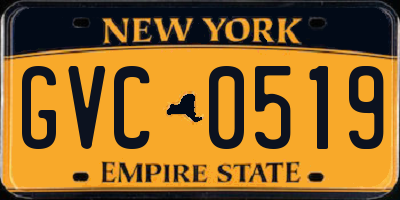 NY license plate GVC0519