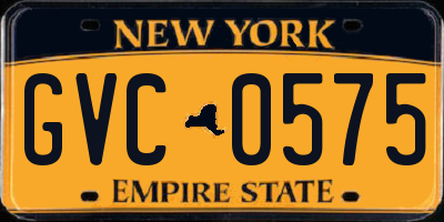 NY license plate GVC0575