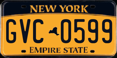 NY license plate GVC0599