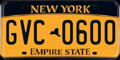 NY license plate GVC0600