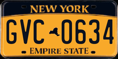 NY license plate GVC0634