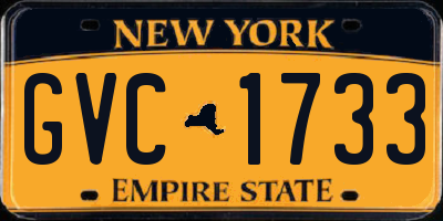 NY license plate GVC1733