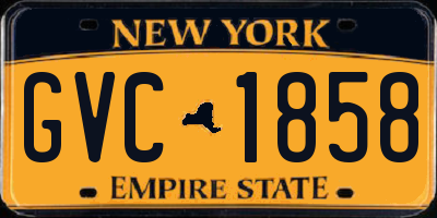 NY license plate GVC1858