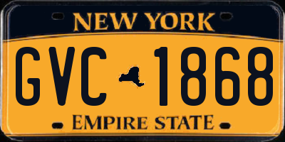 NY license plate GVC1868