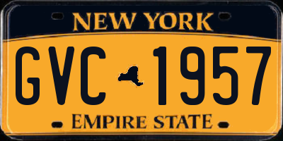 NY license plate GVC1957
