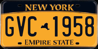 NY license plate GVC1958