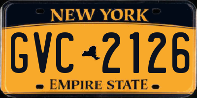 NY license plate GVC2126