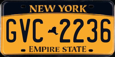 NY license plate GVC2236