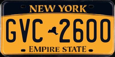 NY license plate GVC2600