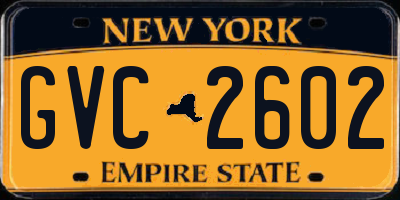 NY license plate GVC2602