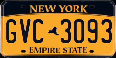 NY license plate GVC3093
