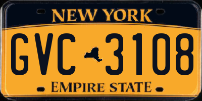NY license plate GVC3108