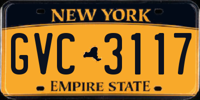 NY license plate GVC3117
