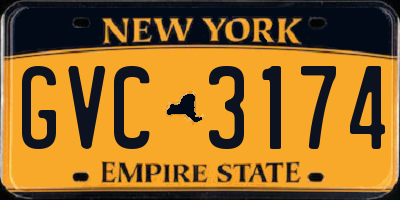 NY license plate GVC3174