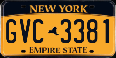 NY license plate GVC3381