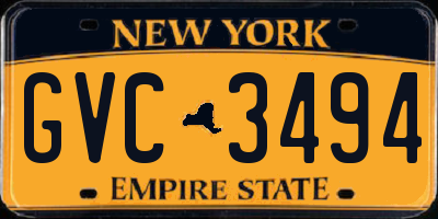 NY license plate GVC3494