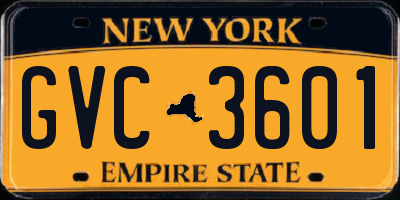 NY license plate GVC3601