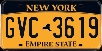 NY license plate GVC3619